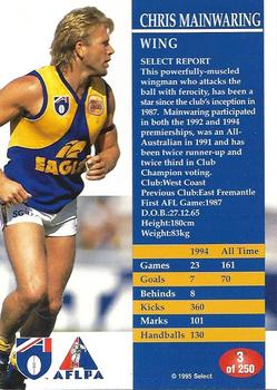 1995 Select AFL #3 Chris Mainwaring Back